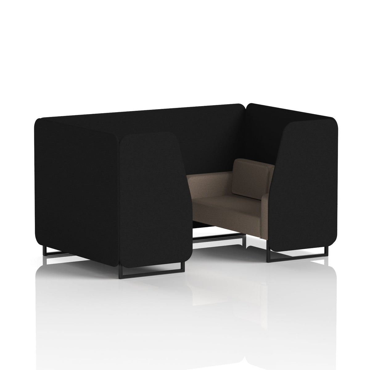 Commercial 4 Seater Privacy Booth – Two Tone – Crib 5 X2 - Diameter Panels And Theory Sofa Black - Industrious Decor