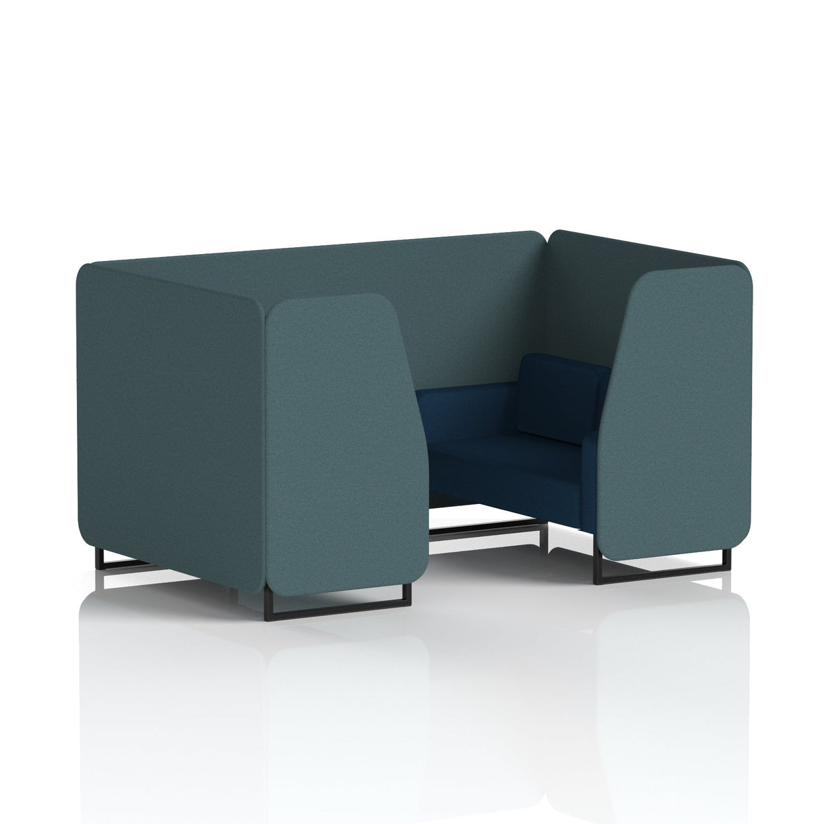 Commercial 4 Seater Privacy Booth – Two Tone – Crib 5 X2 - Polygon Panels And Calculus Sofa Black - Industrious Decor