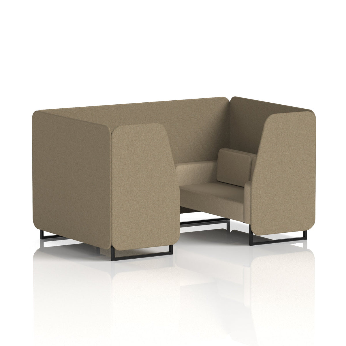 Commercial 4 Seater Privacy Booth – Two Tone – Crib 5 Main Line Flax - Bank Panels And Upminster Sofa Black - Industrious Decor