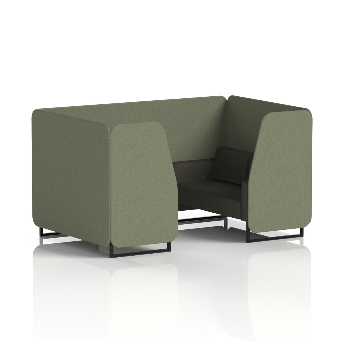 Commercial 4 Seater Privacy Booth – Two Tone – Crib 5 Main Line Flax - Monument Panels And Temple Sofa Black - Industrious Decor