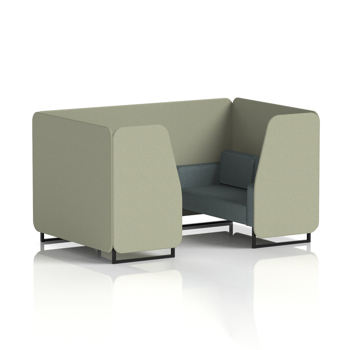 Commercial 4 Seater Privacy Booth – Two Tone – Crib 5 Main Line Flax - Newbury Panels And Westminster Sofa Black - Industrious Decor