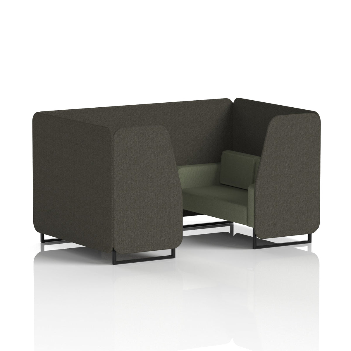 Commercial 4 Seater Privacy Booth – Two Tone – Crib 5 Main Line Flax - Temple Panels And Monument Sofa Black - Industrious Decor