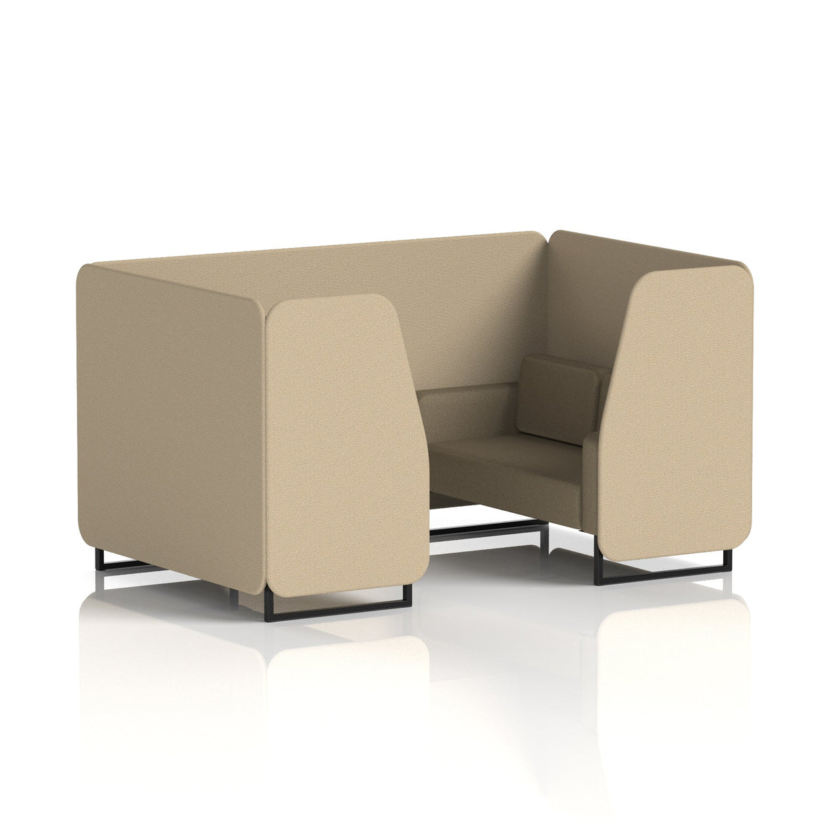 Commercial 4 Seater Privacy Booth – Two Tone – Crib 5 Main Line Flax - Upminster Panels And Bank Sofa Black - Industrious Decor
