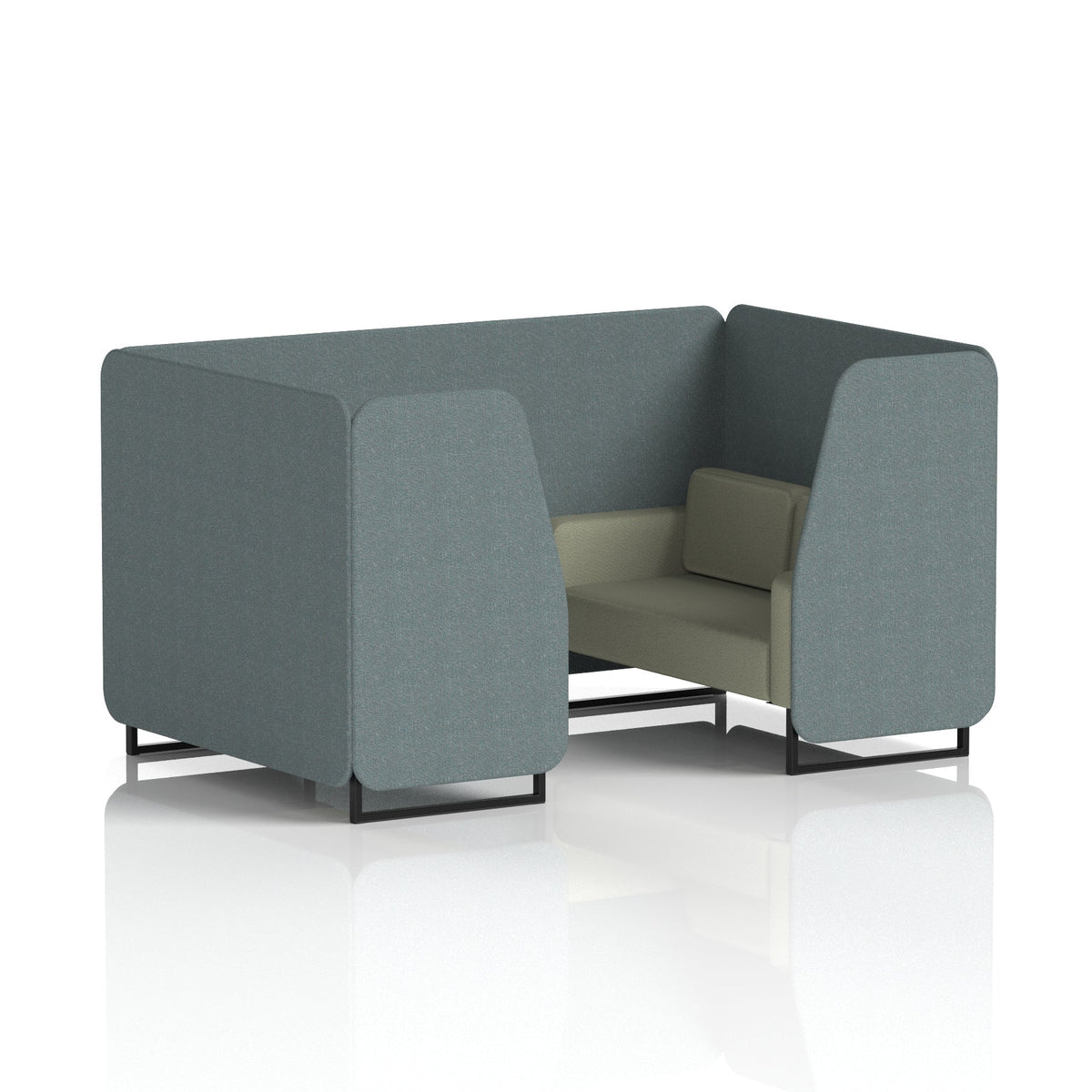 Commercial 4 Seater Privacy Booth – Two Tone – Crib 5 Main Line Flax - Westminster Panels And Newbury Sofa Black - Industrious Decor