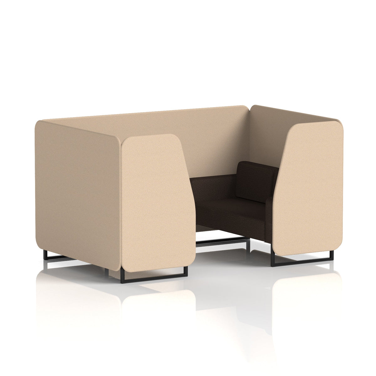 Commercial 4 Seater Privacy Booth – Two Tone – Crib 5 Synergy - Affix Panels And Wed Sofa Black - Industrious Decor