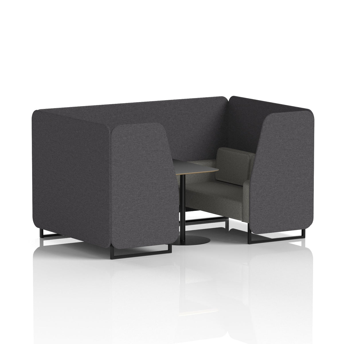 Commercial 4 Seater Privacy Booth with Black Table – Two Tone – Crib 5 X2 - Arithmetic Panels And Number Sofa Black - Industrious Decor