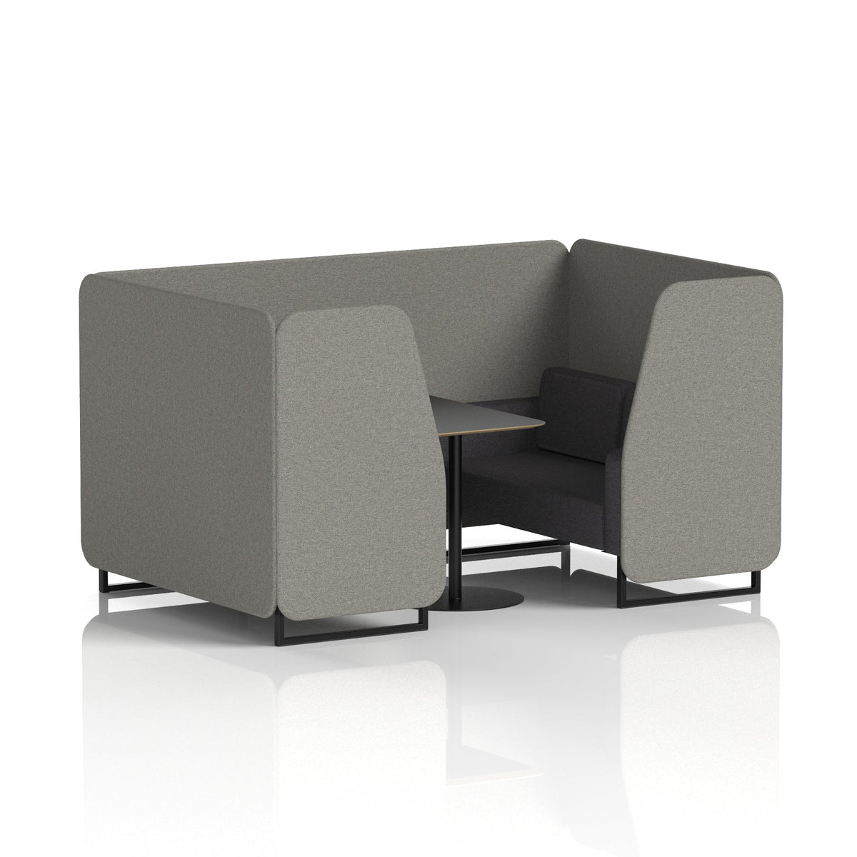 Commercial 4 Seater Privacy Booth with Black Table – Two Tone – Crib 5 X2 - Number Panels And Arithmetic Sofa Black - Industrious Decor