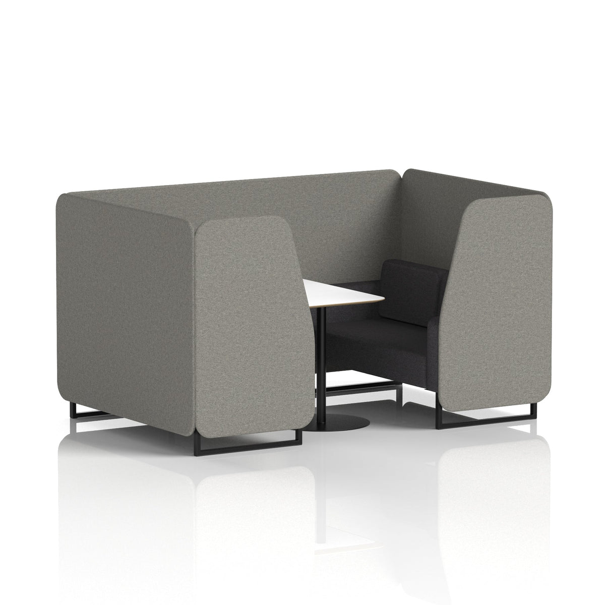 Commercial 4 Seater Privacy Booth with White Table – Two Tone – Crib 5 X2 - Number Panels And Arithmetic Sofa Black - Industrious Decor