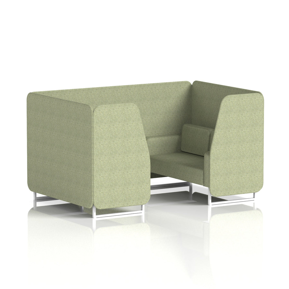 Commercial 4 Seater Privacy Booth – Single Tone – Crib 5 Rivet - Burnish Panels And Sofa White - Industrious Decor