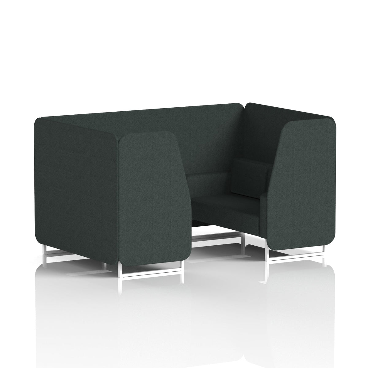 Commercial 4 Seater Privacy Booth – Single Tone – Crib 5 Rivet - Charcoal Panels And Sofa White - Industrious Decor