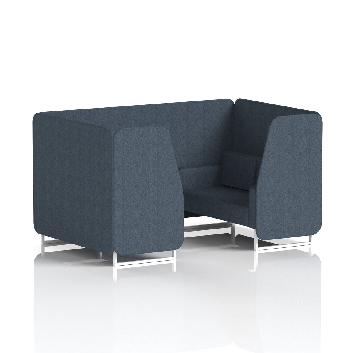 Commercial 4 Seater Privacy Booth – Single Tone – Crib 5 Rivet - Crucible Panels And Sofa White - Industrious Decor