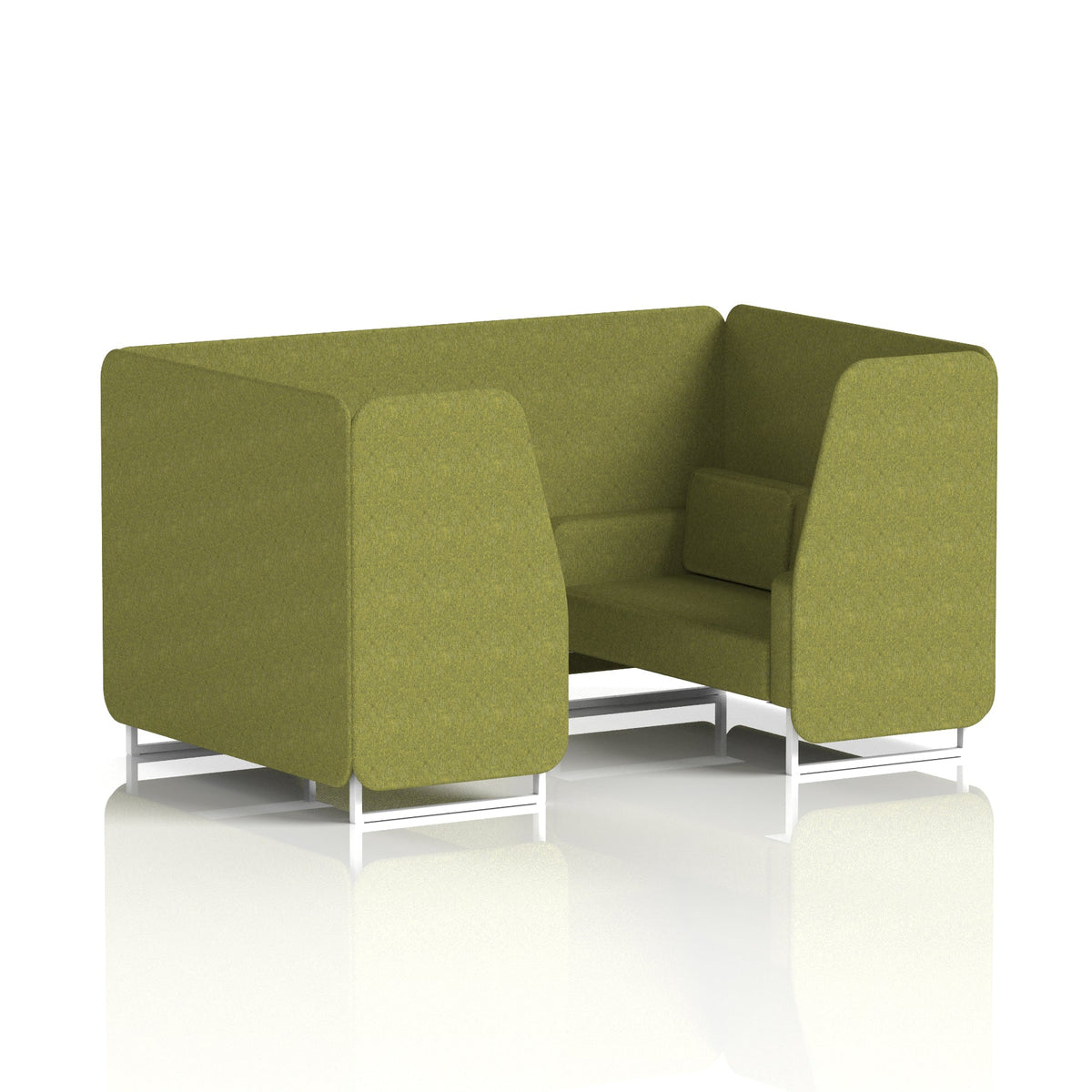Commercial 4 Seater Privacy Booth – Single Tone – Crib 5 Rivet - Olive Panels And Sofa White - Industrious Decor