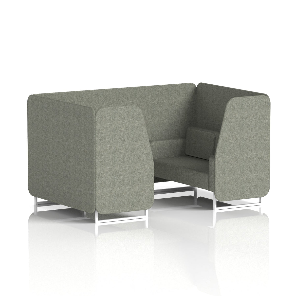 Commercial 4 Seater Privacy Booth – Single Tone – Crib 5 Rivet - Vitreous Panels And Sofa White - Industrious Decor