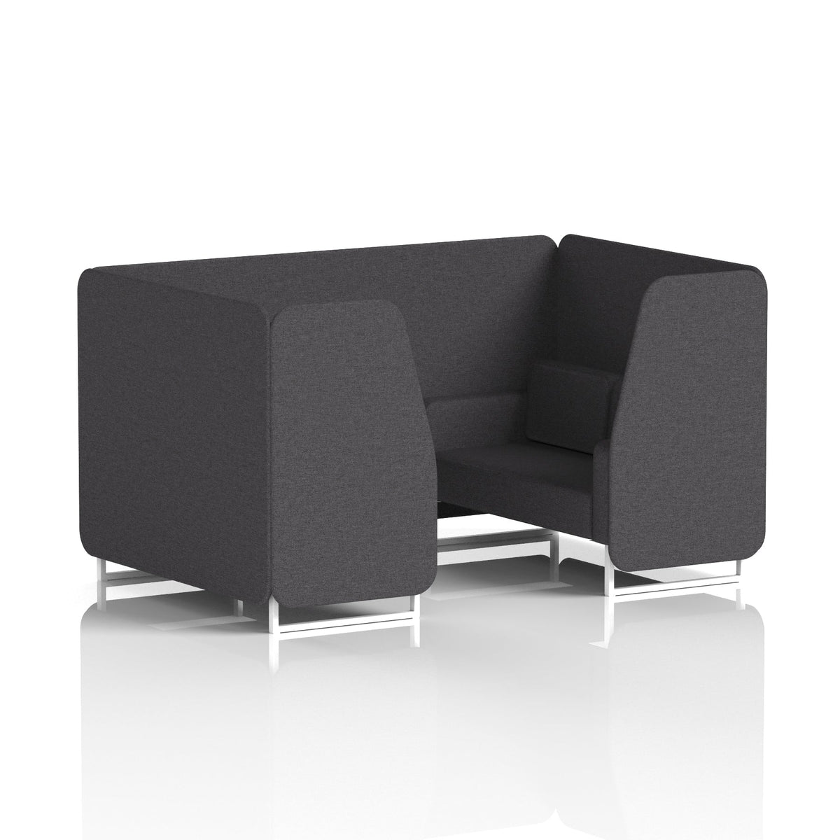 Commercial 4 Seater Privacy Booth – Single Tone – Crib 5 X2 - Arithmetic Panels And Sofa White - Industrious Decor