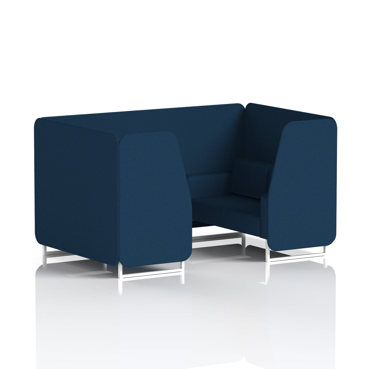 Commercial 4 Seater Privacy Booth – Single Tone – Crib 5 X2 - Calculus Panels And Sofa White - Industrious Decor