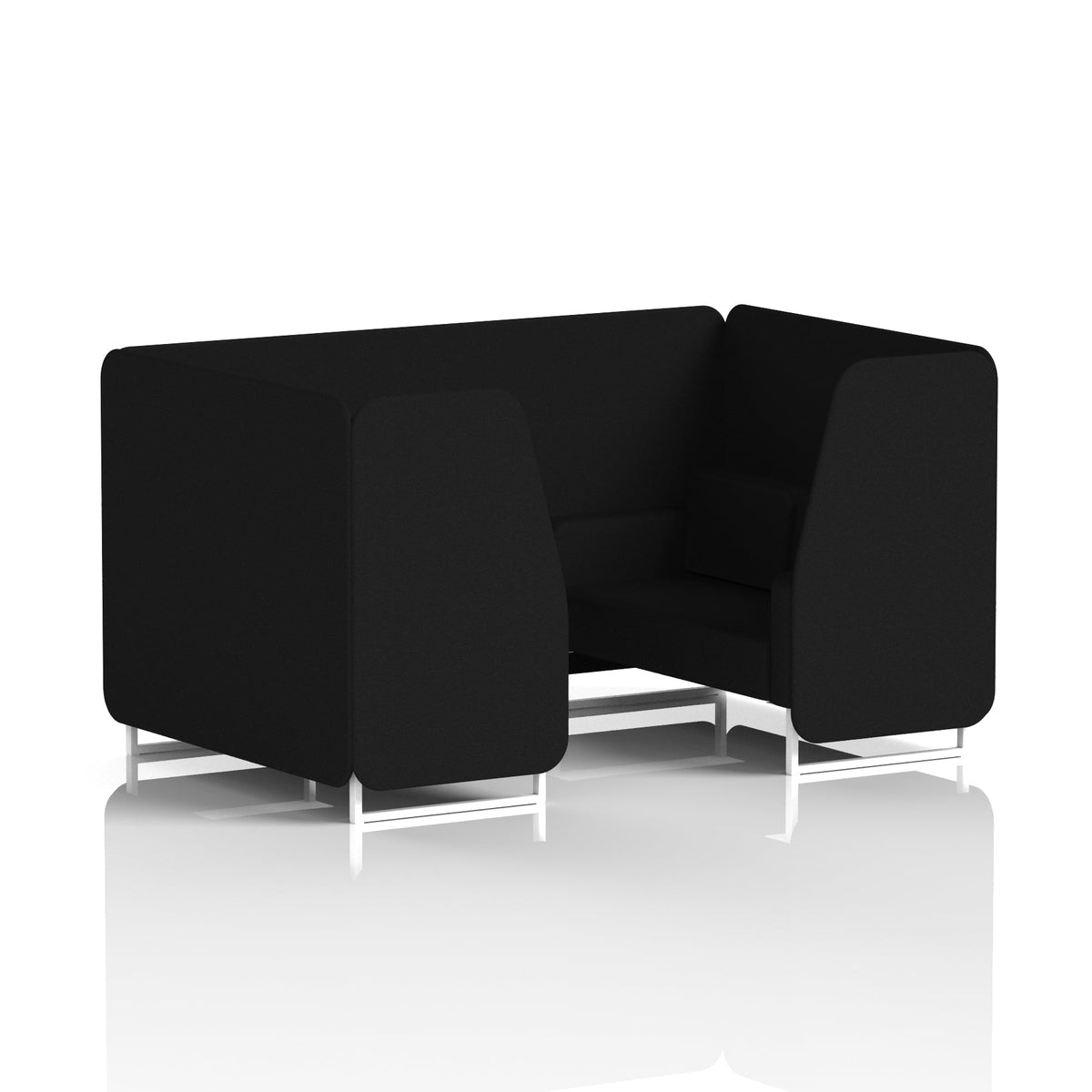 Commercial 4 Seater Privacy Booth – Single Tone – Crib 5 X2 - Diameter Panels And Sofa White - Industrious Decor