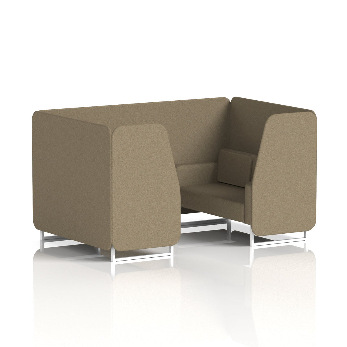 Commercial 4 Seater Privacy Booth – Single Tone – Crib 5 Main Line Flax - Bank Panels And Sofa White - Industrious Decor