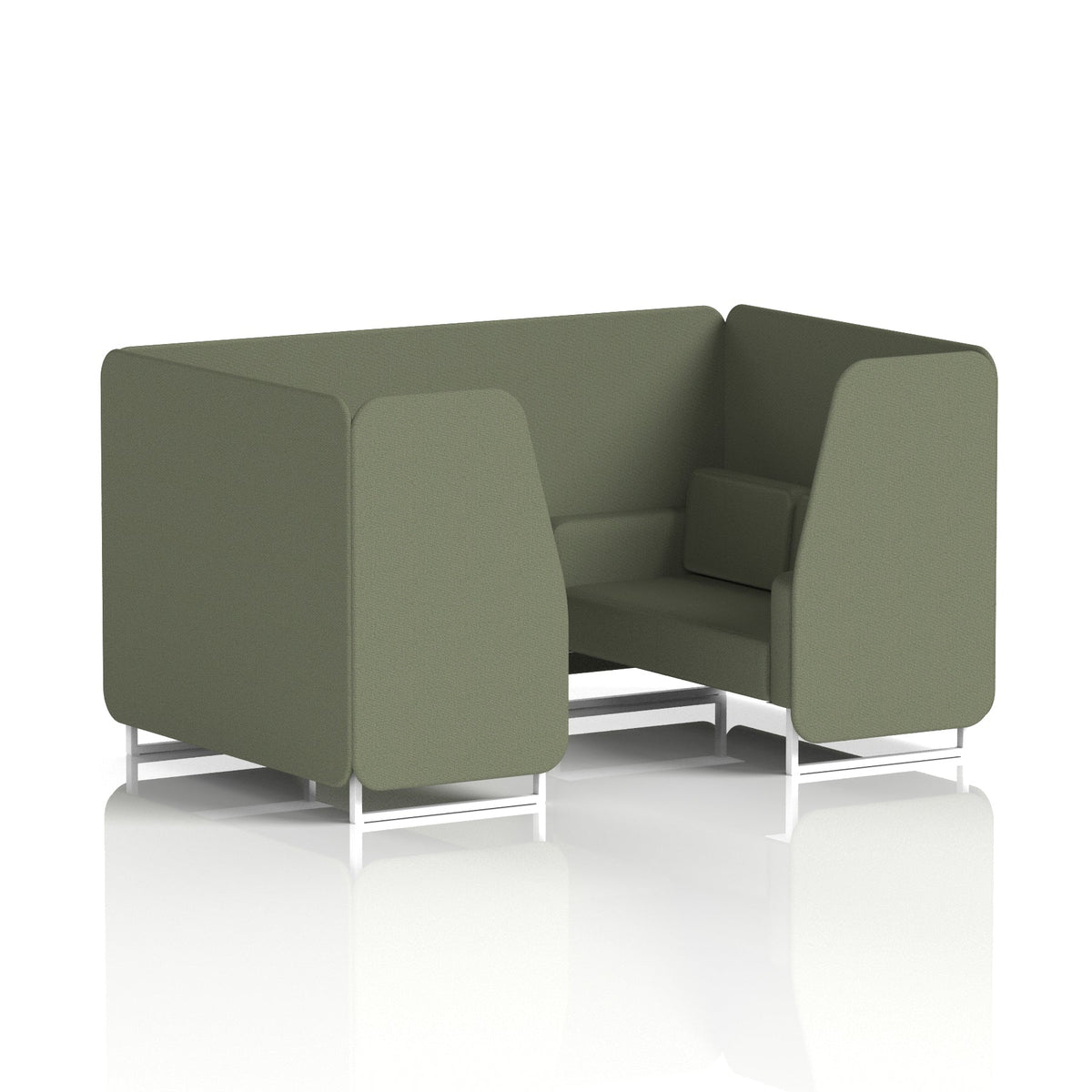 Commercial 4 Seater Privacy Booth – Single Tone – Crib 5 Main Line Flax - Monument Panels And Sofa White - Industrious Decor
