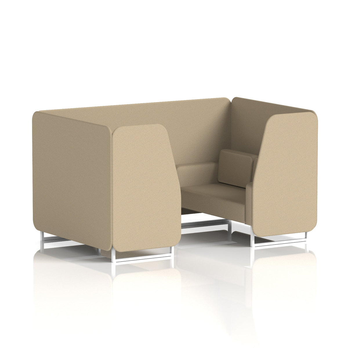 Commercial 4 Seater Privacy Booth – Single Tone – Crib 5 Main Line Flax - Upminster Panels And Sofa White - Industrious Decor