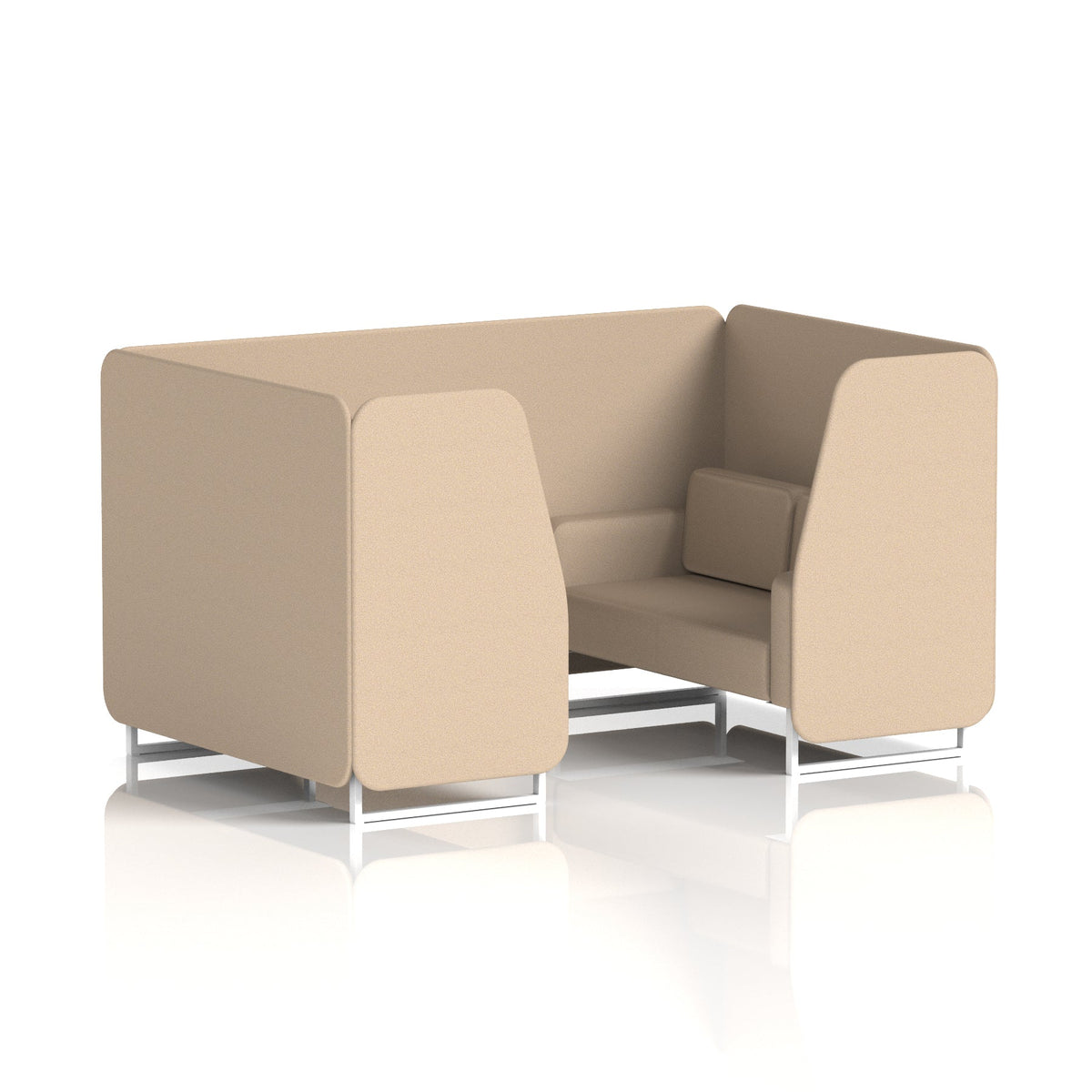 Commercial 4 Seater Privacy Booth – Single Tone – Crib 5 Synergy - Affix Panels And Sofa White - Industrious Decor