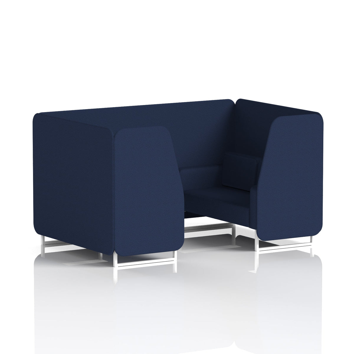 Commercial 4 Seater Privacy Booth – Single Tone – Crib 5 Synergy - Alike Panels And Sofa White - Industrious Decor