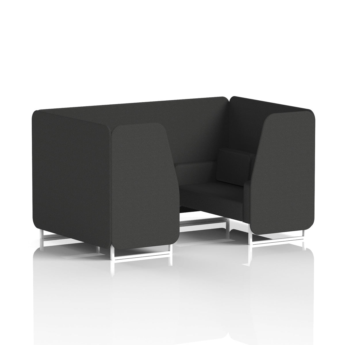 Commercial 4 Seater Privacy Booth – Single Tone – Crib 5 Synergy - Mix Panels And Sofa White - Industrious Decor