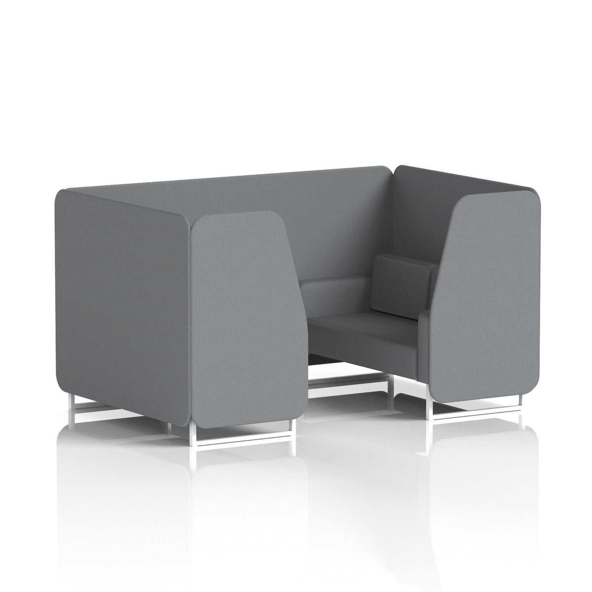 Commercial 4 Seater Privacy Booth – Single Tone – Crib 5 Synergy - Partner Panels And Sofa White - Industrious Decor