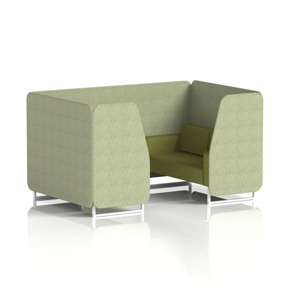 Commercial 4 Seater Privacy Booth – Two Tone – Crib 5 Rivet - Burnish Panels And Olive Sofa White - Industrious Decor
