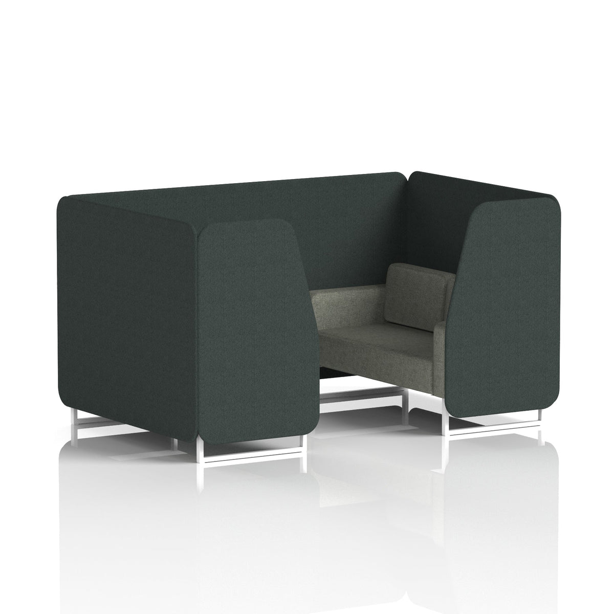 Commercial 4 Seater Privacy Booth – Two Tone – Crib 5 Rivet - Charcoal Panels And Vitreous Sofa White - Industrious Decor