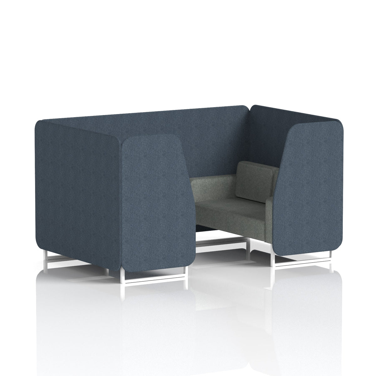 Commercial 4 Seater Privacy Booth – Two Tone – Crib 5 Rivet - Crucible Panels And Prime Sofa White - Industrious Decor