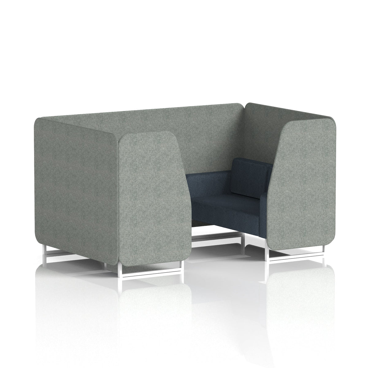 Commercial 4 Seater Privacy Booth – Two Tone – Crib 5 Rivet - Prime Panels And Crucible Sofa White - Industrious Decor