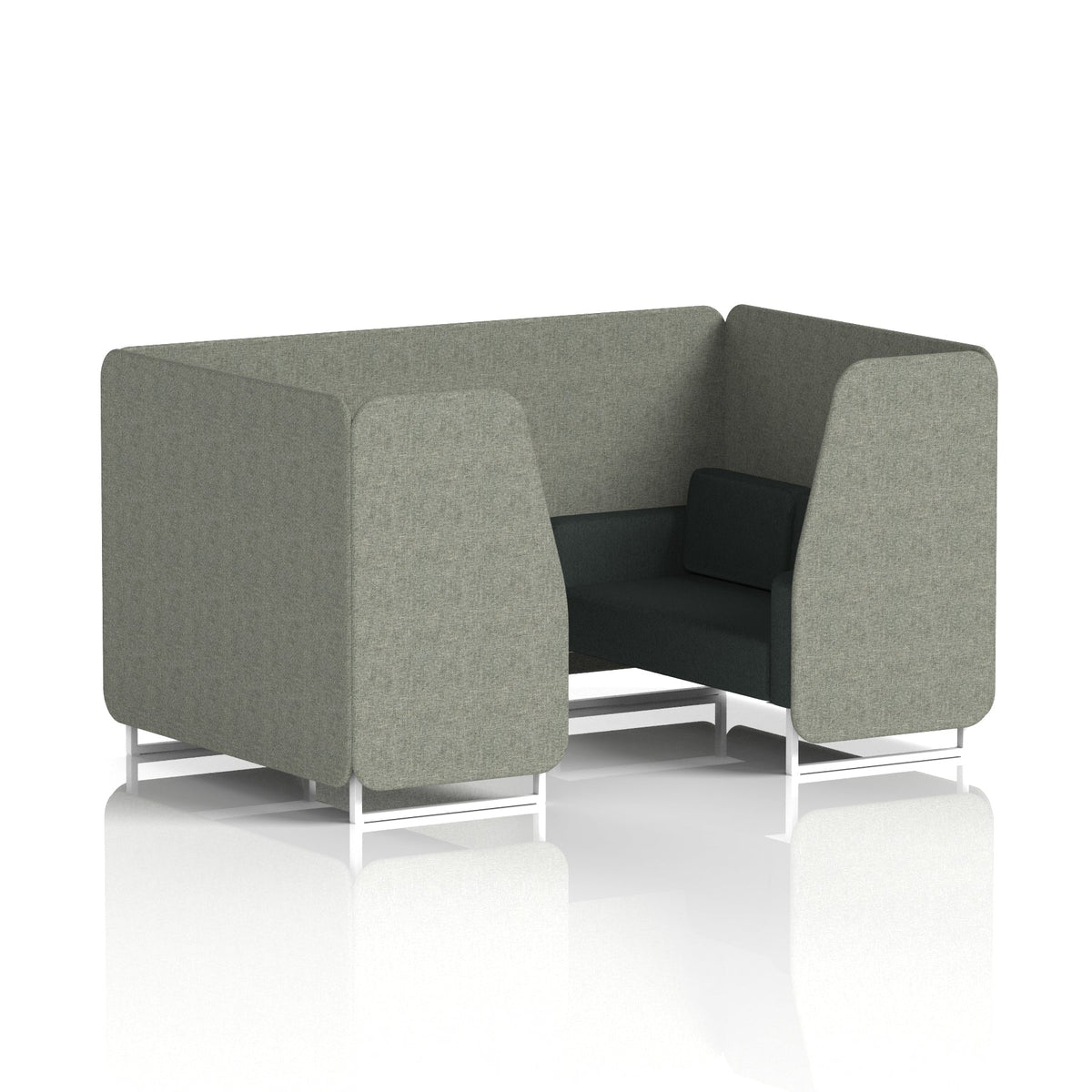 Commercial 4 Seater Privacy Booth – Two Tone – Crib 5 Rivet - Vitreous Panels And Charcoal Sofa White - Industrious Decor