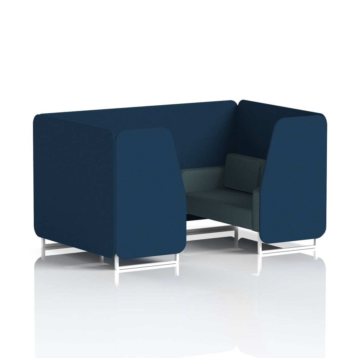 Commercial 4 Seater Privacy Booth – Two Tone – Crib 5 X2 - Calculus Panels And Polygon Sofa White - Industrious Decor