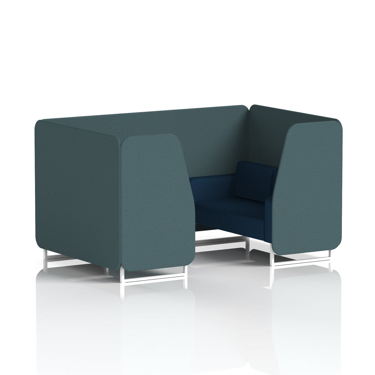 Commercial 4 Seater Privacy Booth – Two Tone – Crib 5 X2 - Polygon Panels And Calculus Sofa White - Industrious Decor