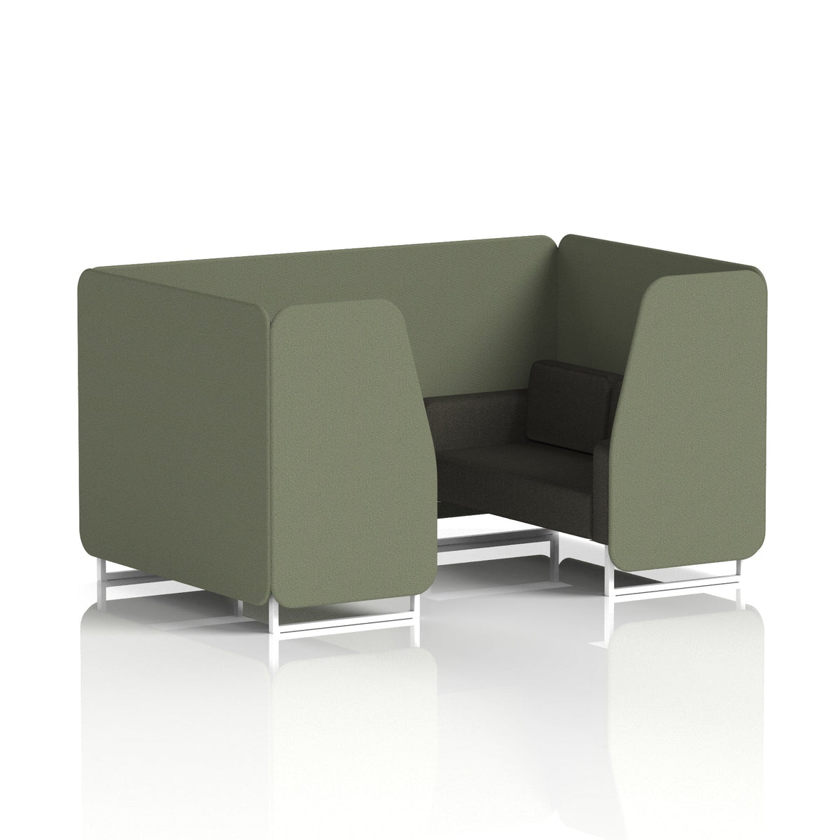Commercial 4 Seater Privacy Booth – Two Tone – Crib 5 Main Line Flax - Monument Panels And Temple Sofa White - Industrious Decor