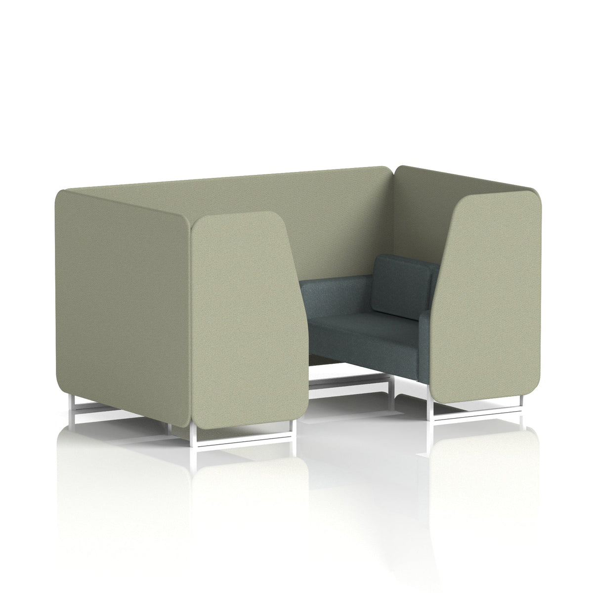 Commercial 4 Seater Privacy Booth – Two Tone – Crib 5 Main Line Flax - Newbury Panels And Westminster Sofa White - Industrious Decor