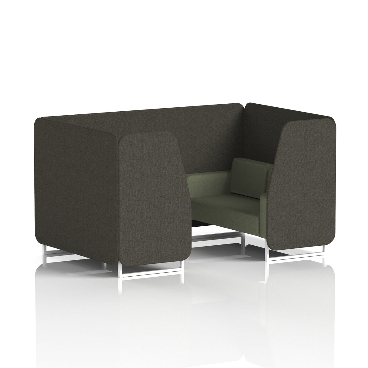 Commercial 4 Seater Privacy Booth – Two Tone – Crib 5 Main Line Flax - Temple Panels And Monument Sofa White - Industrious Decor