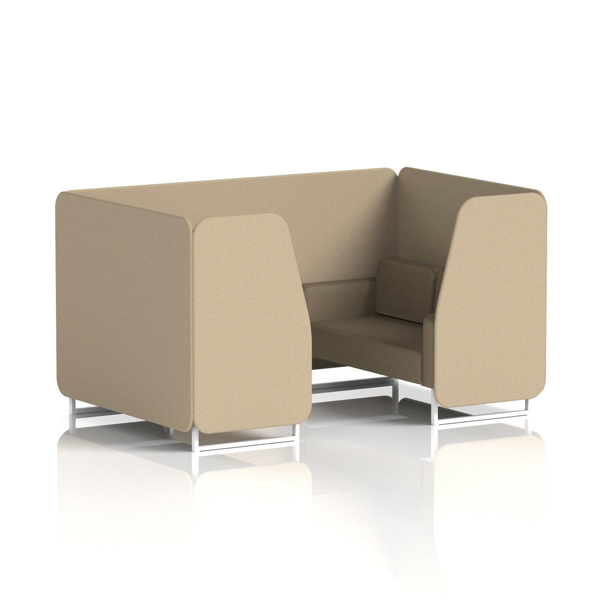 Commercial 4 Seater Privacy Booth – Two Tone – Crib 5 Main Line Flax - Upminster Panels And Bank Sofa White - Industrious Decor
