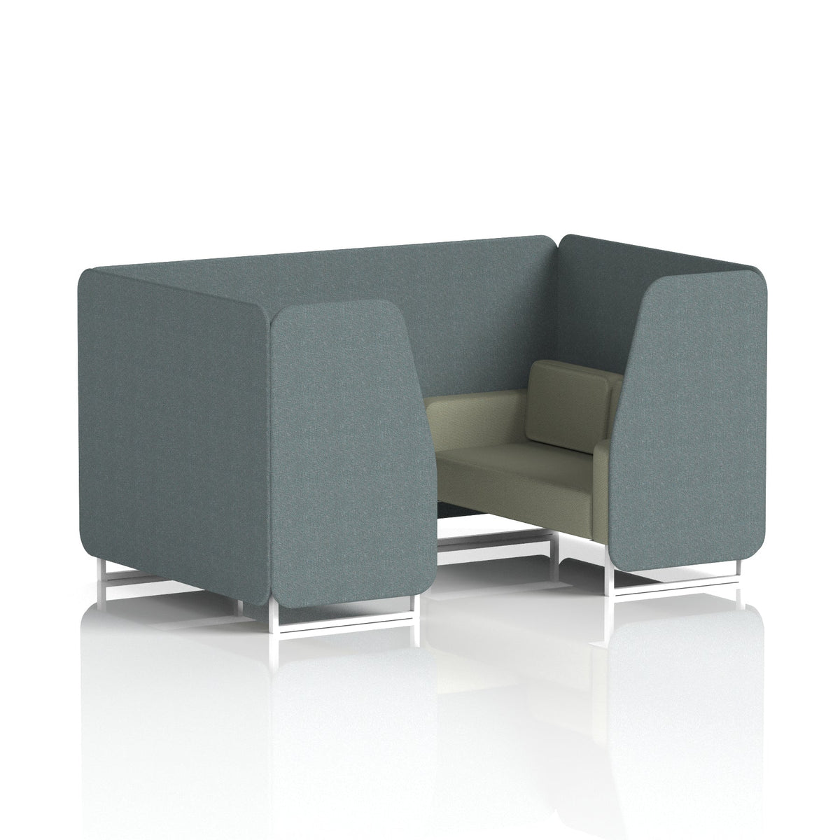Commercial 4 Seater Privacy Booth – Two Tone – Crib 5 Main Line Flax - Westminster Panels And Newbury Sofa White - Industrious Decor