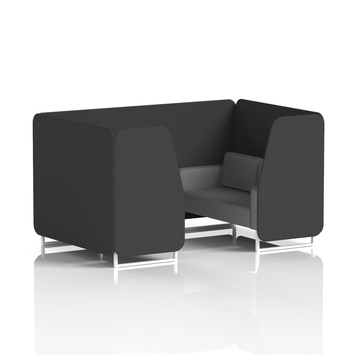 Commercial 4 Seater Privacy Booth – Two Tone – Crib 5 Synergy - Mix Panels And Partner Sofa White - Industrious Decor