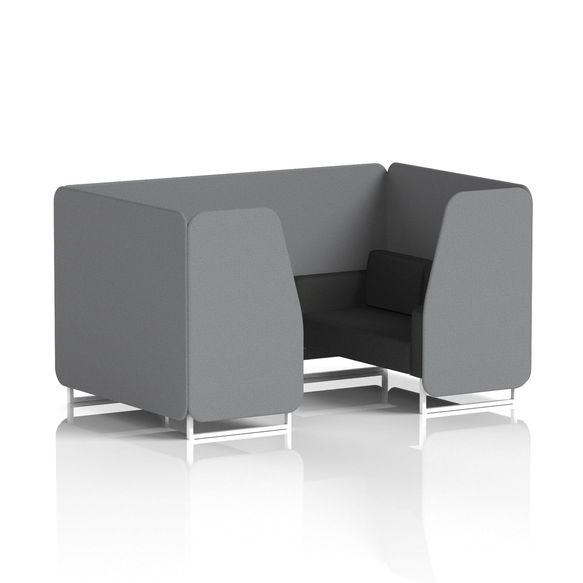 Commercial 4 Seater Privacy Booth – Two Tone – Crib 5 Synergy - Partner Panels And Mix Sofa White - Industrious Decor