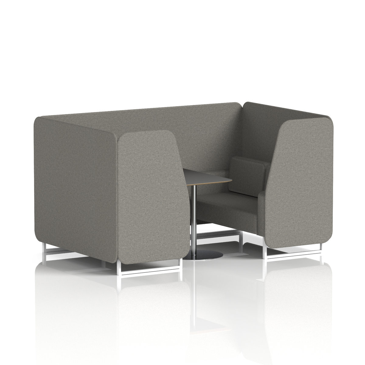 Commercial 4 Seater Privacy Booth with Black Table – Single Tone – Crib 5 X2 - Number Panels And Sofa White - Industrious Decor