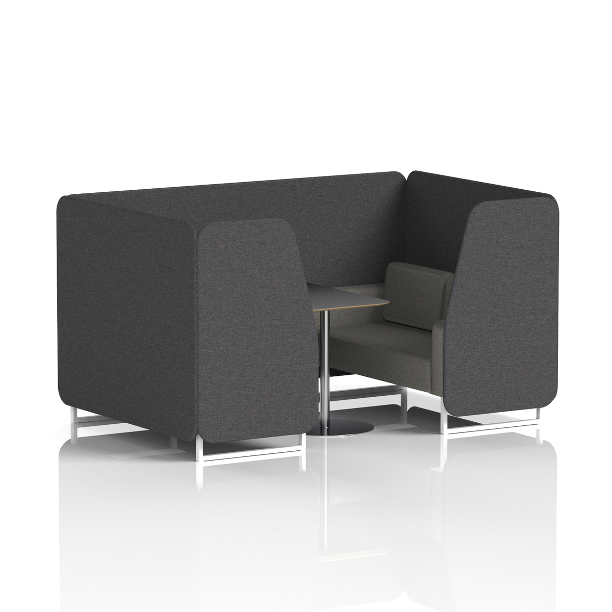 Commercial 4 Seater Privacy Booth with Black Table – Two Tone – Crib 5 X2 - Arithmetic Panels And Number Sofa White - Industrious Decor