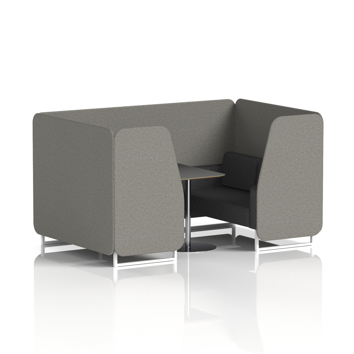Commercial 4 Seater Privacy Booth with Black Table – Two Tone – Crib 5 X2 - Number Panels And Arithmetic Sofa White - Industrious Decor