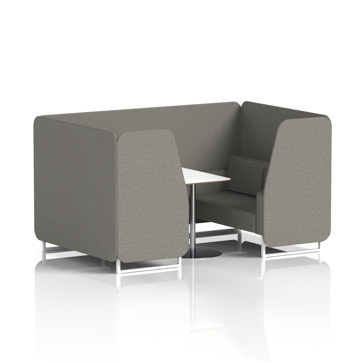 Commercial 4 Seater Privacy Booth with White Table – Single Tone – Crib 5 X2 - Number Panels And Sofa White - Industrious Decor
