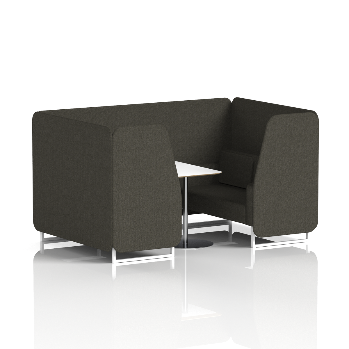 Commercial 4 Seater Privacy Booth with White Table – Single Tone – Crib 5 Main Line Flax - Temple Panels And Sofa White - Industrious Decor