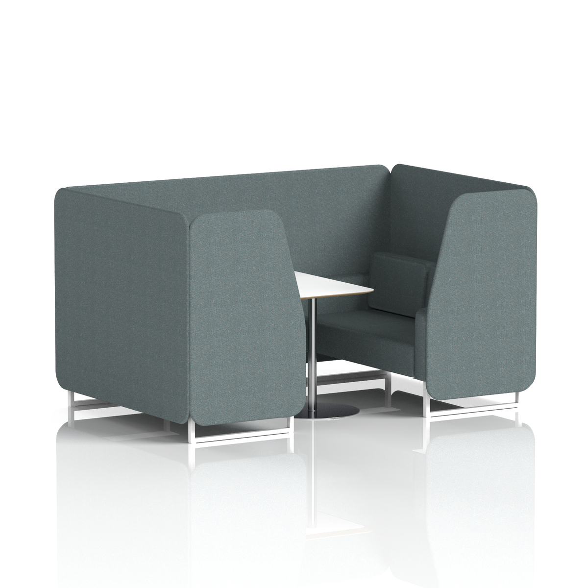 Commercial 4 Seater Privacy Booth with White Table – Single Tone – Crib 5 Main Line Flax - Westminster Panels And Sofa White - Industrious Decor