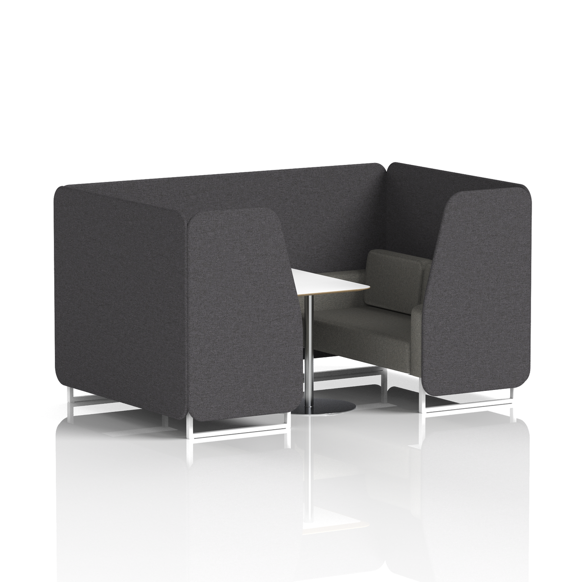 Commercial 4 Seater Privacy Booth with White Table – Two Tone – Crib 5 X2 - Arithmetic Panels And Number Sofa White - Industrious Decor