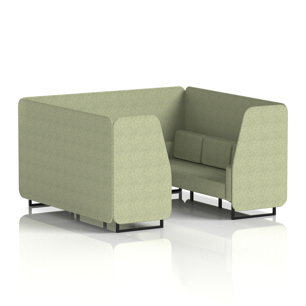 Commercial 6 Seater Privacy Booth – Single Tone – Crib 5 Rivet - Burnish Panels And Sofa Black - Industrious Decor