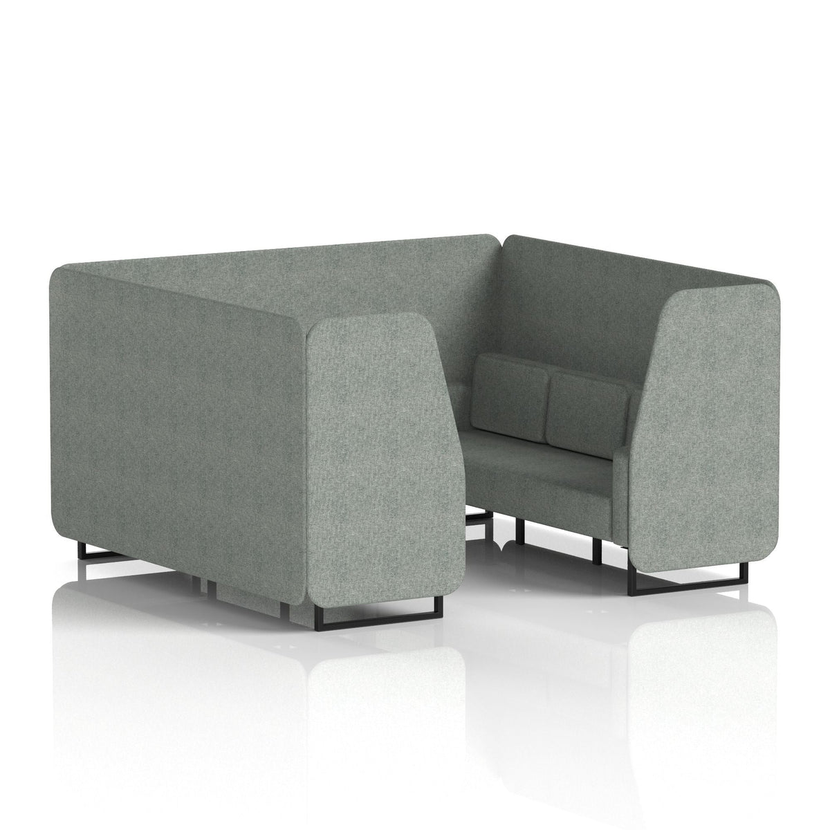 Commercial 6 Seater Privacy Booth – Single Tone – Crib 5 Rivet - Prime Panels And Sofa Black - Industrious Decor